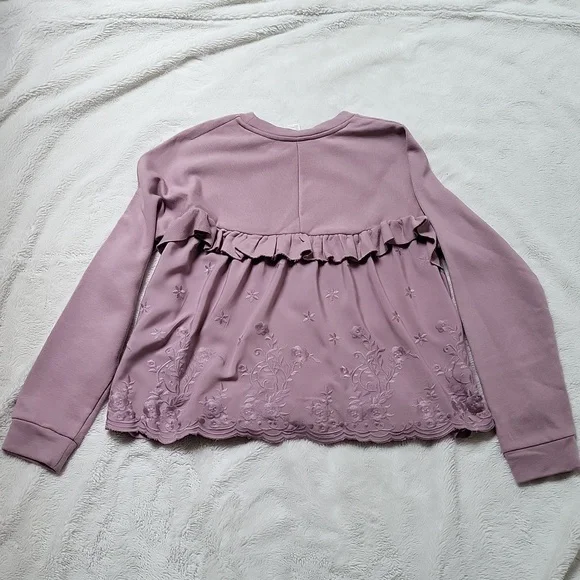 NWT! Dusty Pink Ruffle Sweatshirt with Embroidery! - Picture 10 of 10